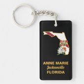 Custom Florida Flag State Flower Sinaasappel Bloss Sleutelhanger (Voorkant)