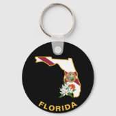 Custom Florida Flag State Flower Sinaasappel Bloss Sleutelhanger (Voorkant)