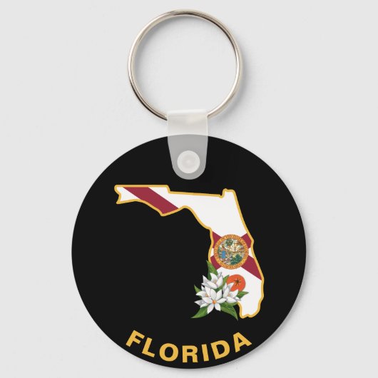 Custom Florida Flag State Flower Sinaasappel Bloss Sleutelhanger (Voorkant)