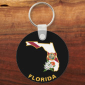 Custom Florida Flag State Flower Sinaasappel Bloss Sleutelhanger (Voorkant)