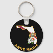 Custom Florida Flag State Flower Sinaasappel Bloss Sleutelhanger (Achterkant)