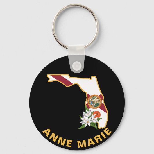Custom Florida Flag State Flower Sinaasappel Bloss Sleutelhanger (Achterkant)