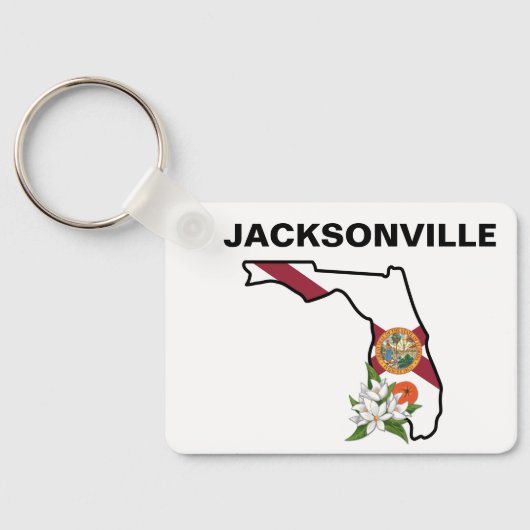 Custom Florida Flag State Flower Sinaasappel Bloss Sleutelhanger (Achterkant)