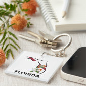 Custom Florida Flag State Flower Sinaasappel Bloss Sleutelhanger (Voorkant Rechts)