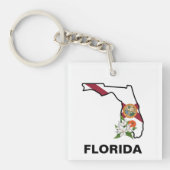 Custom Florida Flag State Flower Sinaasappel Bloss Sleutelhanger (Voorkant)
