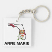 Custom Florida Flag State Flower Sinaasappel Bloss Sleutelhanger (Achterkant)