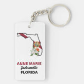 Custom Florida Flag State Flower Sinaasappel Bloss Sleutelhanger (achterkant)