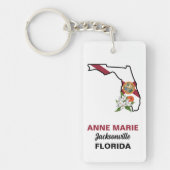 Custom Florida Flag State Flower Sinaasappel Bloss Sleutelhanger (Voorkant)