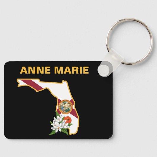 Custom Florida Flag State Flower Sinaasappel Bloss Sleutelhanger (Voorkant)