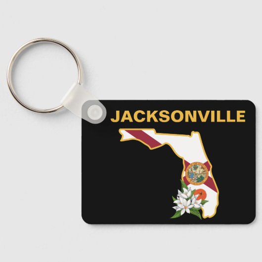 Custom Florida Flag State Flower Sinaasappel Bloss Sleutelhanger (Achterkant)