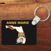 Custom Florida Flag State Flower Sinaasappel Bloss Sleutelhanger (Voorkant)