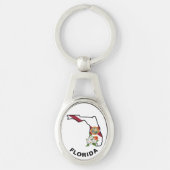 Custom Florida Flag State Flower Sinaasappel Bloss Sleutelhanger (Voorkant)