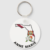 Custom Florida Flag State Flower Sinaasappel Bloss Sleutelhanger (Achterkant)