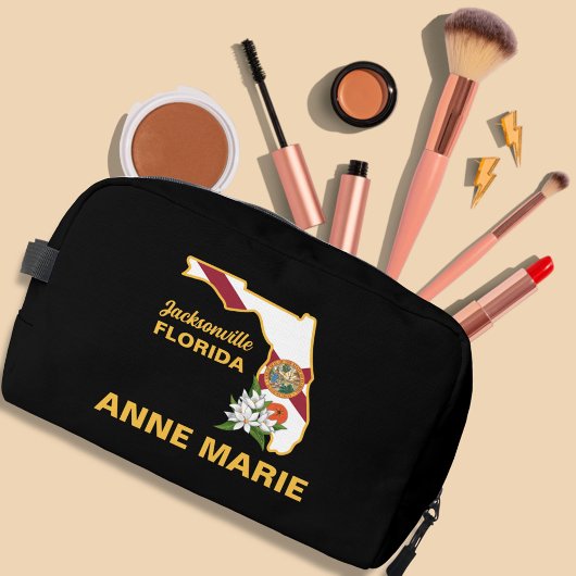 Custom Florida Flag State Flower Sinaasappel Bloss Toilettasje