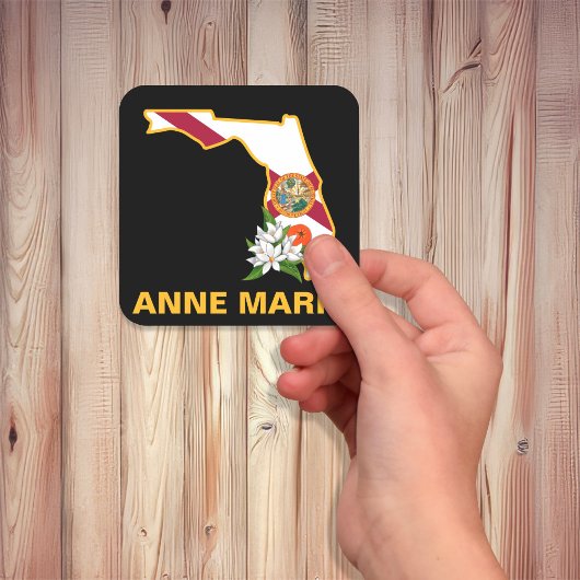 Custom Florida Flag State Flower Sinaasappel Bloss Vierkante Sticker