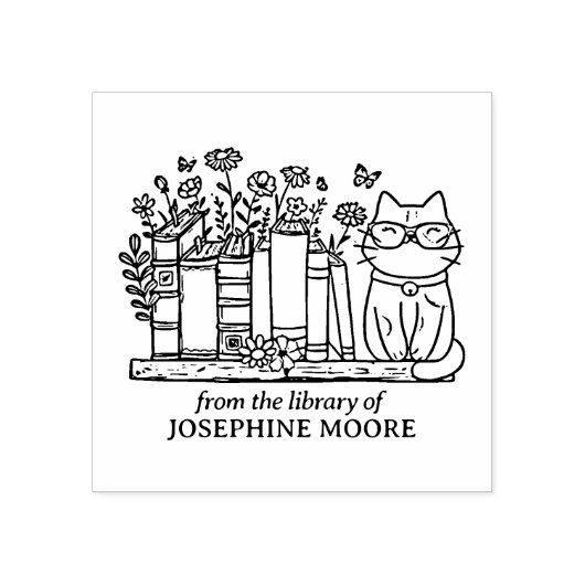 Custom Flower Boekenplank Cat Rubberstempel (Afrduk)