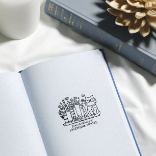 Custom Flower Boekenplank Cat Rubberstempel