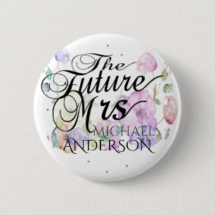 Custom Flower Bridal Cadeaubon Ronde Button 5,7 Cm