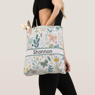 Custom Flower Canvas tas