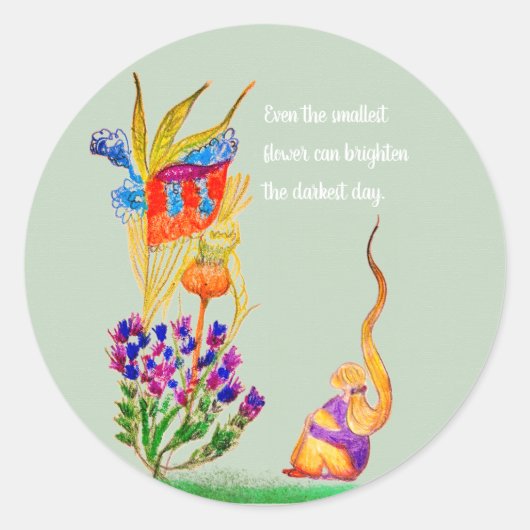 Custom Flower en meisje Ronde Sticker (Voorkant)