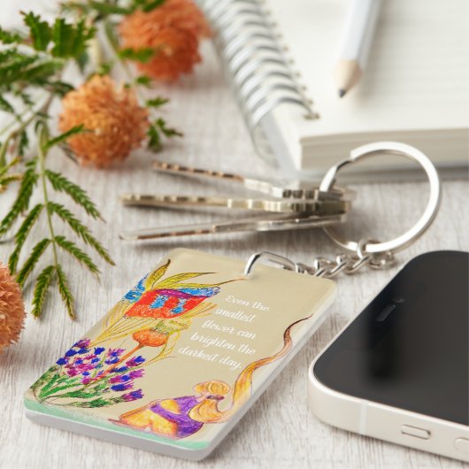 Custom Flower en meisje Sleutelhanger (Voorkant Rechts)