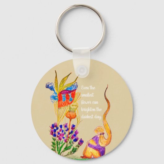 Custom Flower en meisje Sleutelhanger (Achterkant)