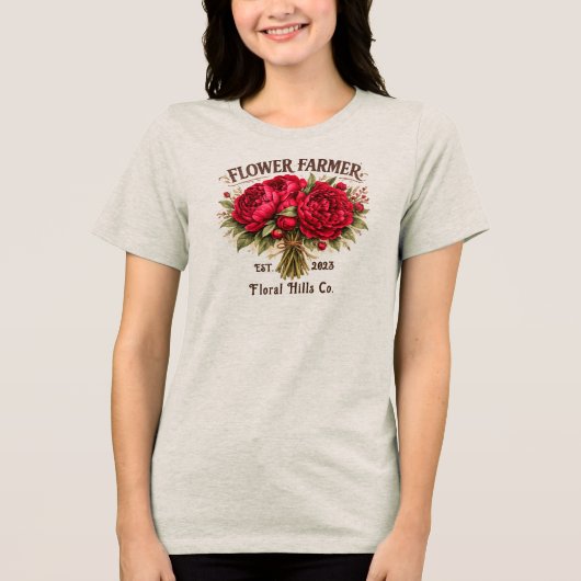 Custom Flower Farmer Floral Business Personalized Tri-Blend Shirt (Voorkant)