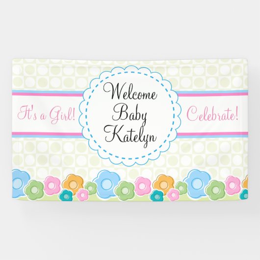 Custom Flower Garden Meisje Baby shower Banner (Horizontaal)