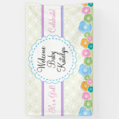Custom Flower Garden Meisje Baby shower Banner (Verticaal)