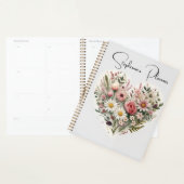Custom Flower Heart Planner, aangepaste naam Planner (Display)