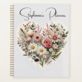 Custom Flower Heart Planner, aangepaste naam Planner (Voorkant)