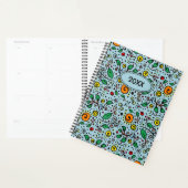 Custom Flower Pattern oranje Swirl Berry op Blauwg Planner (Display)