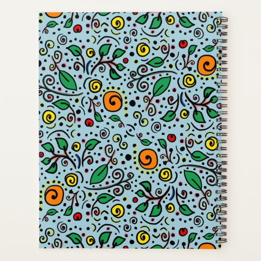 Custom Flower Pattern oranje Swirl Berry op Blauwg Planner (Achterkant)