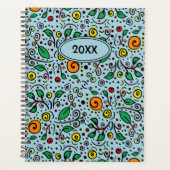 Custom Flower Pattern oranje Swirl Berry op Blauwg Planner (Voorkant)