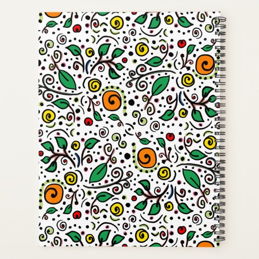Custom Flower Pattern sinaasappel Swirl Berry Wit  Planner (Achterkant)
