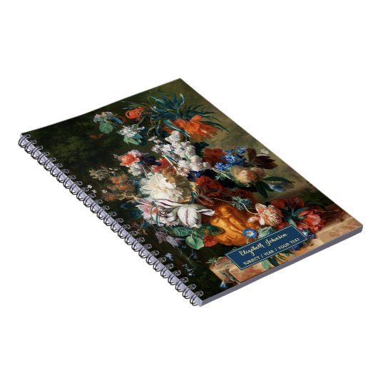 Custom Flowers Art Elegant Script Gold Name Sketch Notitieboek (Rechterzijde)