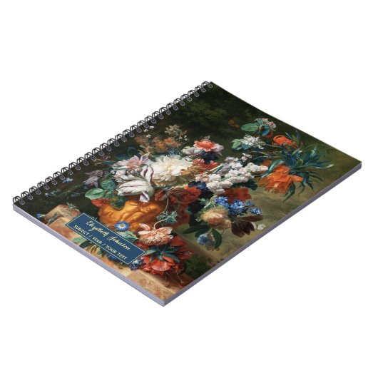 Custom Flowers Art Elegant Script Gold Name Sketch Notitieboek (Linkerzijde)