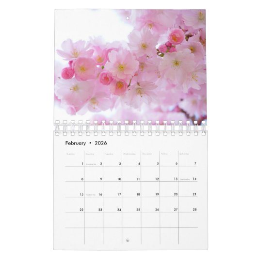 Custom Flowers Calendar | Redactionele tekst Kalender (Feb 2026)