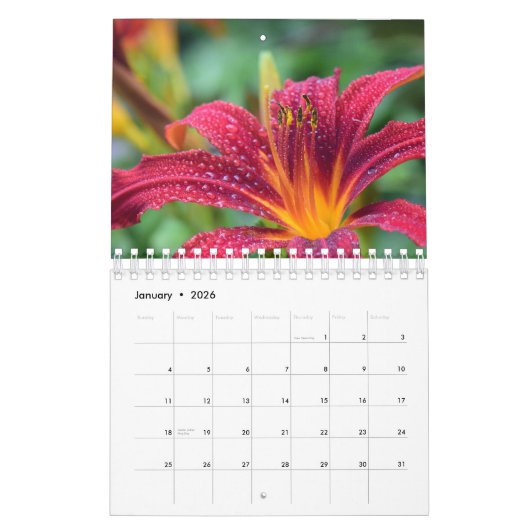 Custom Flowers Calendar | Redactionele tekst Kalender (Jan 2026)