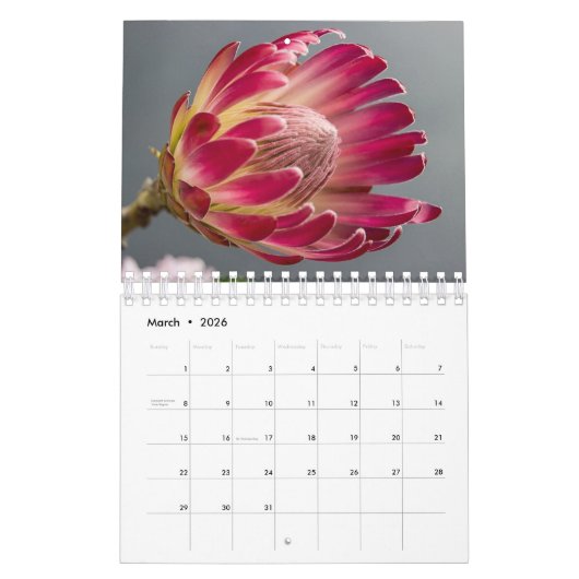Custom Flowers Calendar | Redactionele tekst Kalender (Mar 2026)