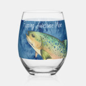 Custom Fly Fisherman Moeder cadeau Flippen Geweldi Wijnglas Zonder Voet (Voorkant)