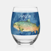 Custom Fly Fisherman Moeder cadeau Flippen Geweldi Wijnglas Zonder Voet (Achterkant)