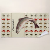 Custom Fly Vissen Vliegt Regenboogforel Rustiek Strandlaken (Voorkant)