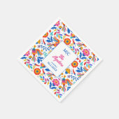 Custom Folk Art Floral Fiesta Monogram Bruiloft Servet (Hoek)
