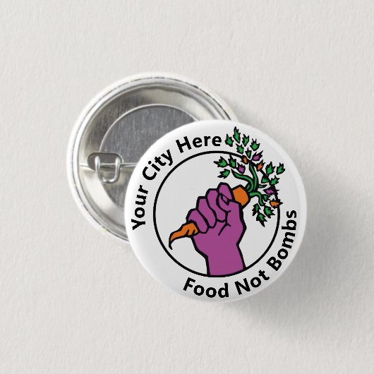 Custom Food Not Bombs logo Ronde Button 3,2 Cm (Voorkant /achterkant)