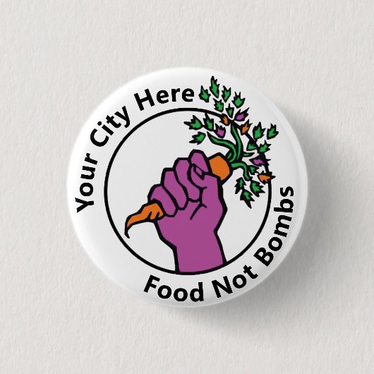 Custom Food Not Bombs logo Ronde Button 3,2 Cm (Voorkant)