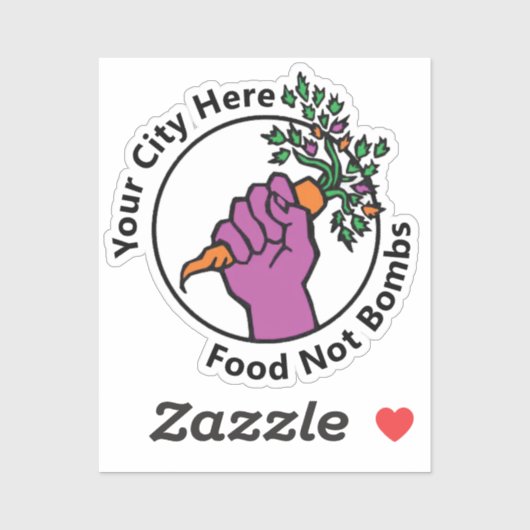 Custom Food Not Bombs logo Sticker (Vel)