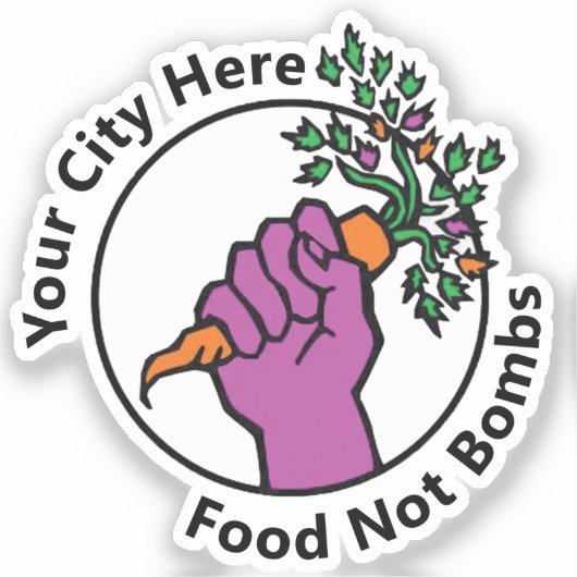 Custom Food Not Bombs logo Sticker (Voorkant)