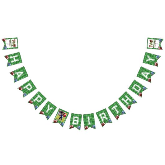 Custom Football 2e jaar Down Happy Birthday Vlaggetjes (Alle)