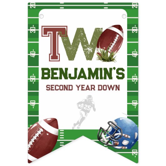 Custom Football 2e jaar Down Happy Birthday Vlaggetjes (Eerste vlag)